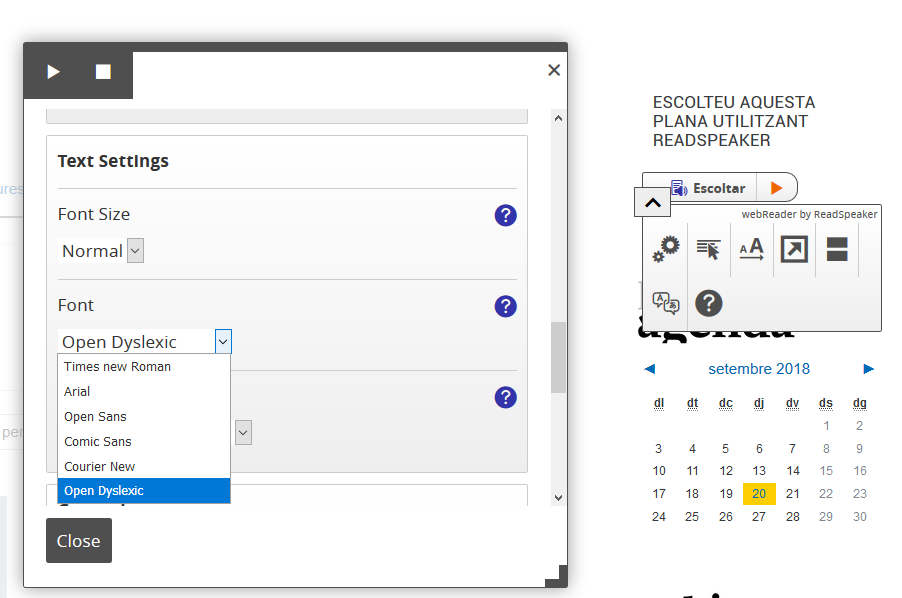Configuración del boton "Escucha"