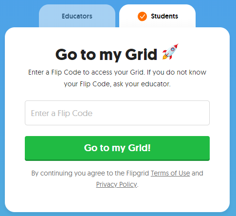 Imatge que mostra, als estudiants, com accedir al "Grid" del professor amb l'ús d'un codi